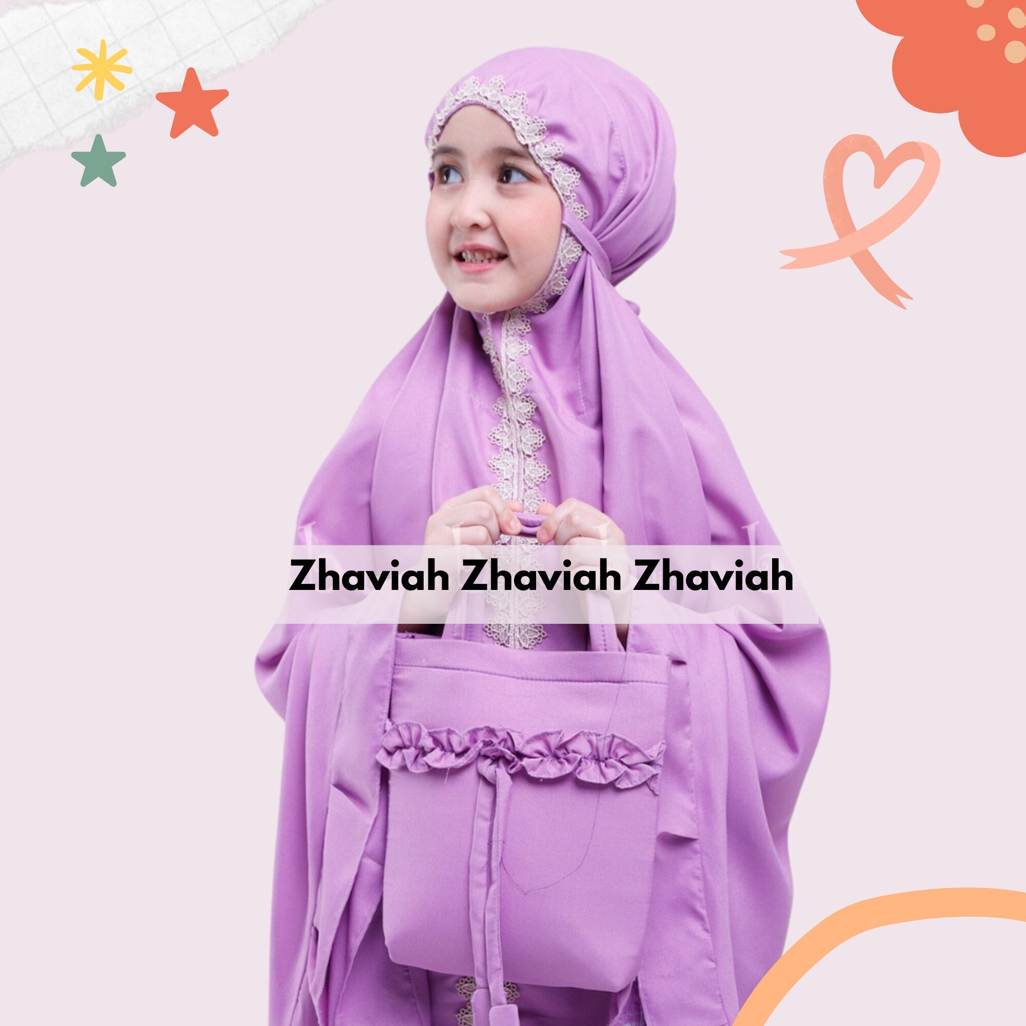 Zhaviah Muslim Girl Dress and Hijab Set for 4-6 Years, Islamic Kids Girl Eid Abaya, Hajj and Umrah Clothes for Child Girl