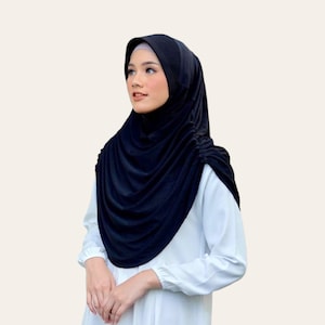 Hijab Instant Shawl for Women Muslim, Plain Khimar Veil, Ruffle Hijab Rumina