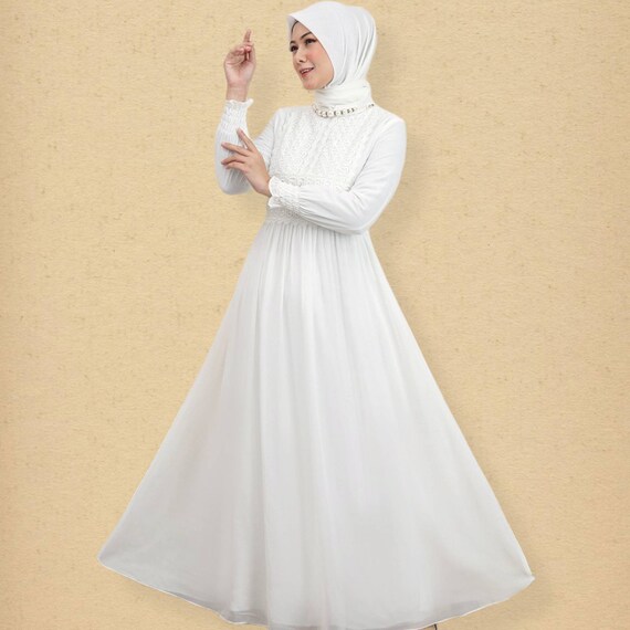 White abaya dress top