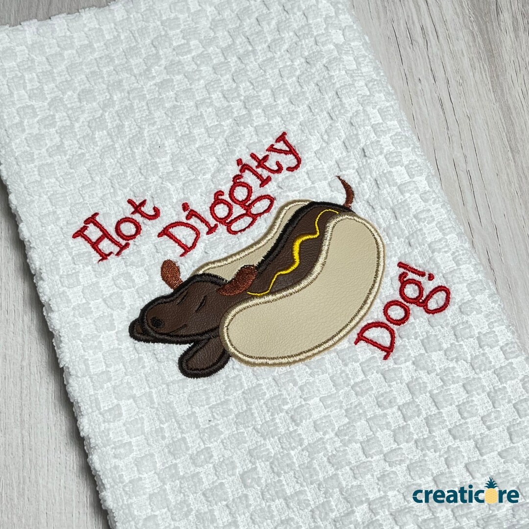 Hot Diggity Dog Dachshund Kitchen Towel Funny Dog Gifts for Etsy