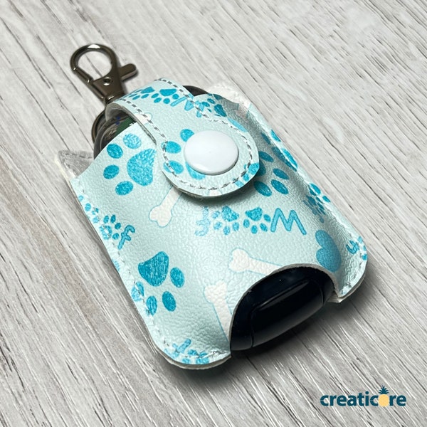 Blue paw keychain, hand sanitize holder, dog keychain, pocket bac holder, cute dog gifts for owners, easter basket stuffers for teens boys
