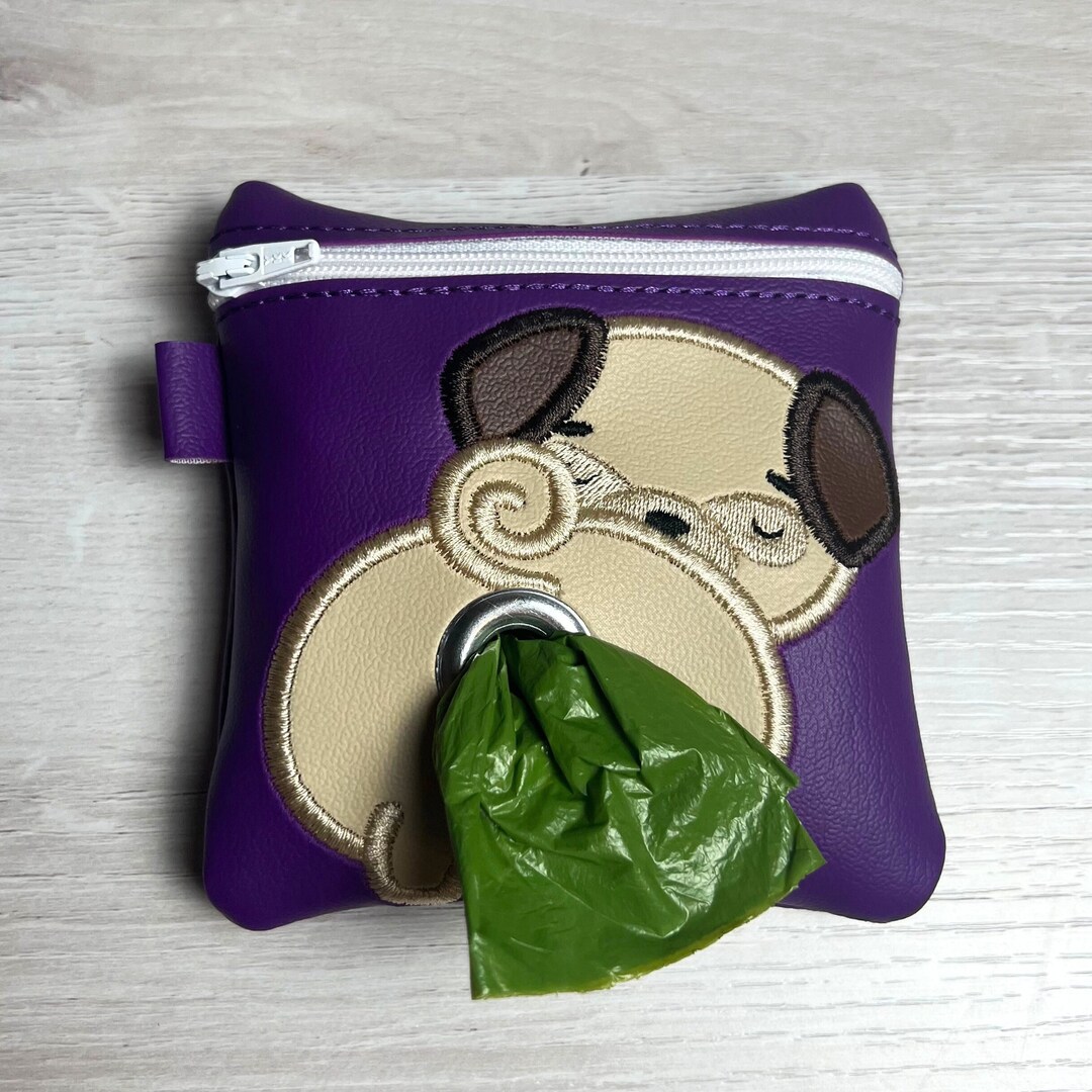 Pug Dog Butt Poop Bag Holder for Leash, Christmas Gift for Dog Lover