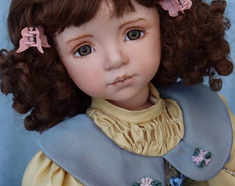 April - Dianna Effner - OOAK - 18" Porcelain Doll - Sitting - Cherry Pie
