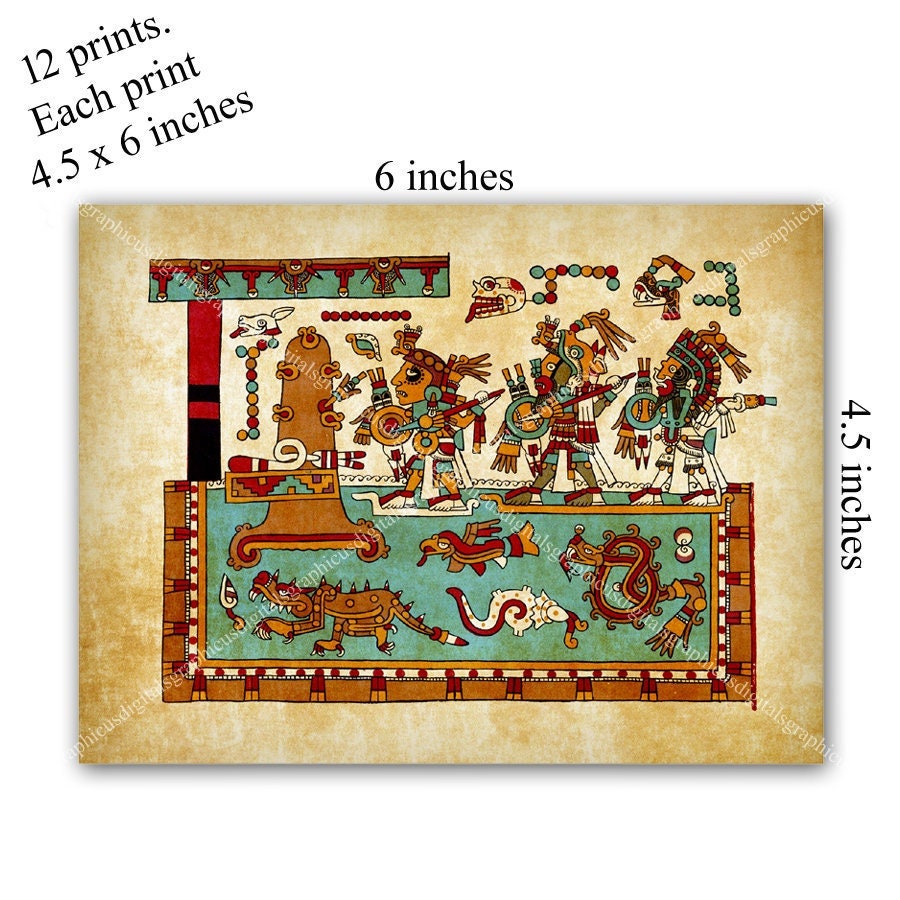 Aztec Manuscript Mexico Printable Download Bundle Paper Ephemera ...