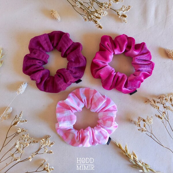 Scrunchies "La vie en rose" | Chouchous élastiques | Accessoires cheveux | Tissus Oeko-tex | Cousus main en France | Inspirés par Barbie