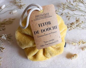 Fleur de douche "Dans son regard" | Soin corps | Bain | Accessoire zéro déchet | Tissus Oeko-tex | Cousu main en France | Inspirée par Belle