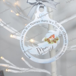 Feather Bauble, Memorial feather bauble, memorial, robin bauble, remembering loved ones, hanging decoration, feather hanging decoration,