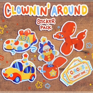 Clownin' Around-stickerserie - Clowncore waterdichte vinylstickers