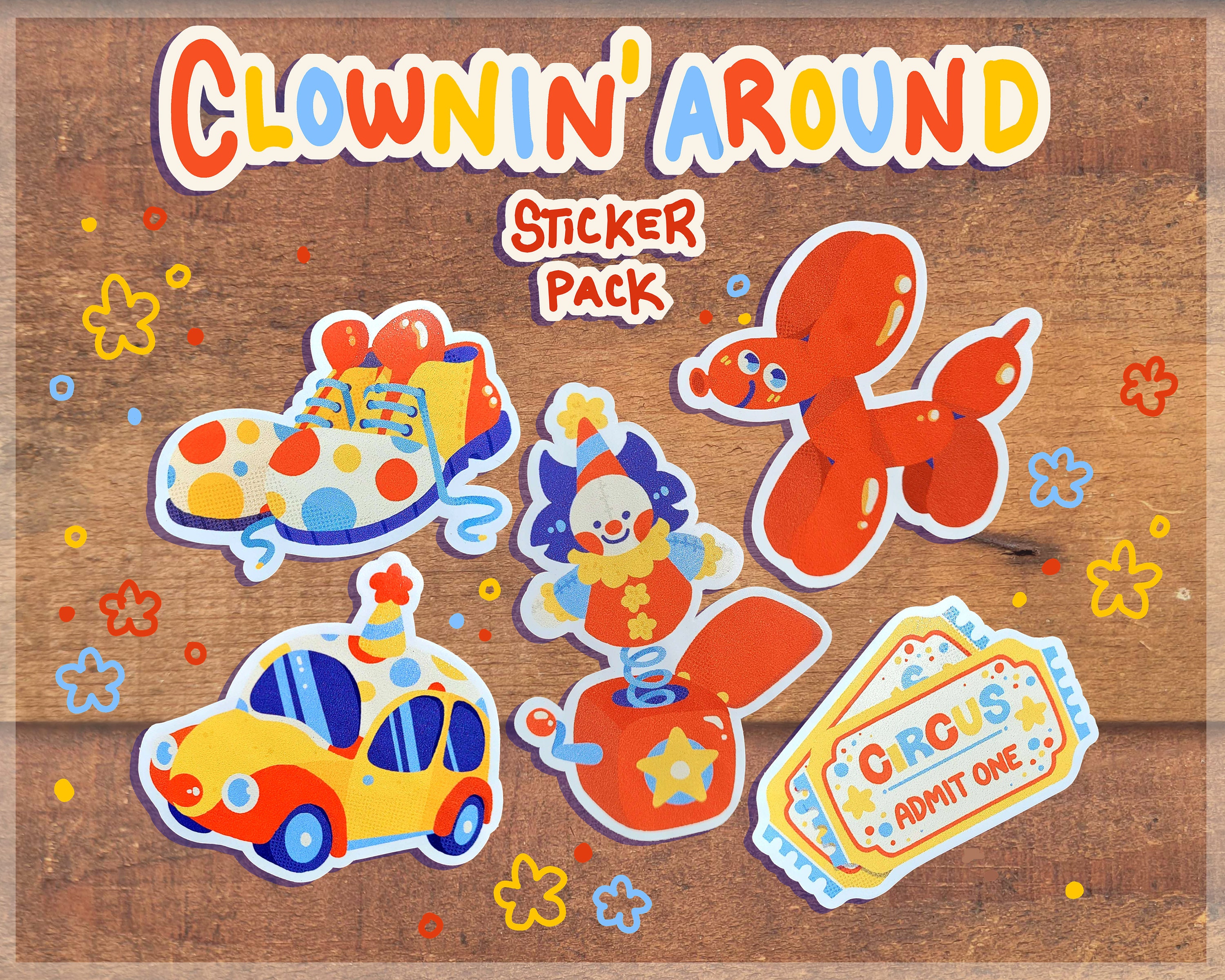 Clownin' Around Sticker Series - Clowncore Waterproof Vinyl Stickers - Etsy
