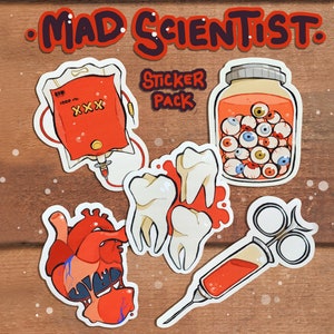 Mad Scientist Sticker Series - Creepy Waterproof Vinyl Stickers
