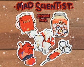 Mad Scientist Sticker Series - Creepy Waterproof Vinyl Stickers