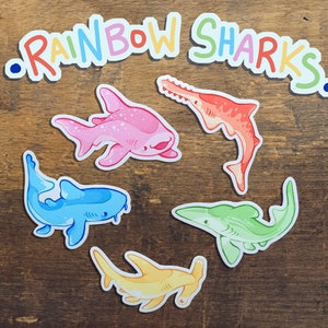 Rainbow Sharks Sticker Series - Cute Waterproof Vinyl Stickers