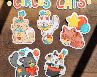 Circus Cats Sticker Series - Clowncore Waterproof Vinyl Stickers