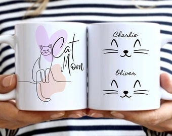 Cat Mom Mug, Custom Cat Mom Mug, Mug For Cat Mom, Cat Owner, Personalized Cat Coffee Mug, Gift For Cat Lovers,Personalized Pet Gift