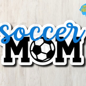 Fußball-Mama mit Schriftzug und Fußball - Wasserfester, UV-beständiger Fußball-Vinyl-Aufkleber