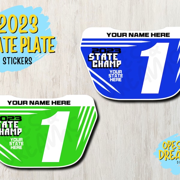 2023 BMX State Championship Number Plate Stickers for Class and Cruiser