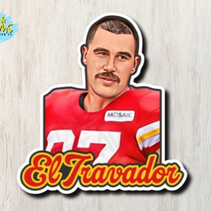 Travis &quot;El Travador&quot; Kelce Mustache - Waterproof, UV-resistant KC Chiefs vinyl sticker