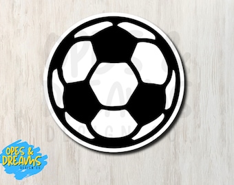 Balón de fútbol clásico en blanco y negro: vinilo adhesivo impermeable y resistente a los rayos UV.