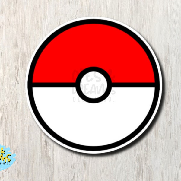 Red & White Poké Ball - waterproof, UV resistant vinyl Pokemon sticker