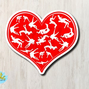 Pegatina de lucha libre de vinilo con diseño de corazón rojo, resistente al agua y a los rayos UV.