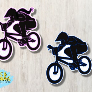 Sihouettes de BMX Racer Boy & Girl - Autocollants imperméables en vinyle laminé