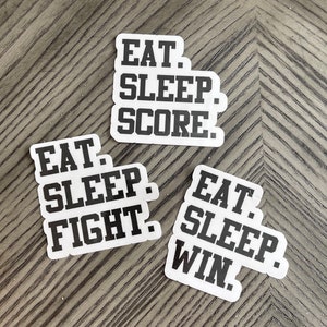 Comer. Dormir. Pegatinas de vinilo - Puntuación. Luchar. Ganar. Correr. Carrera. Saltar. Tirar.