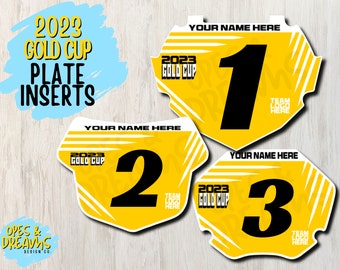 2023 Custom Gold Cup BMX Number Plate Insets - Fits Box, Tangent, and Answer Front Number Plates