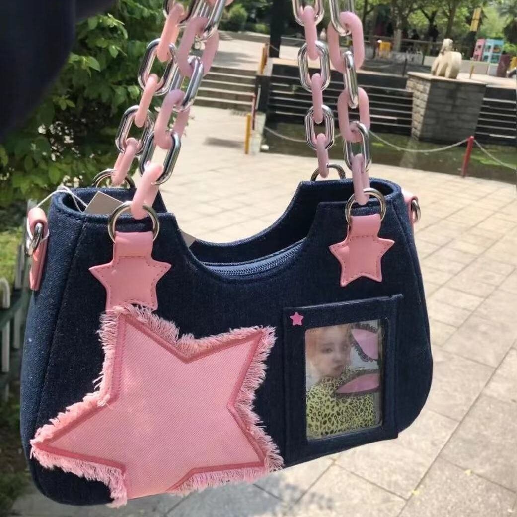 Denim Shoulder Bags For Women 2022 Student Messenger Bag Y2K Jeans