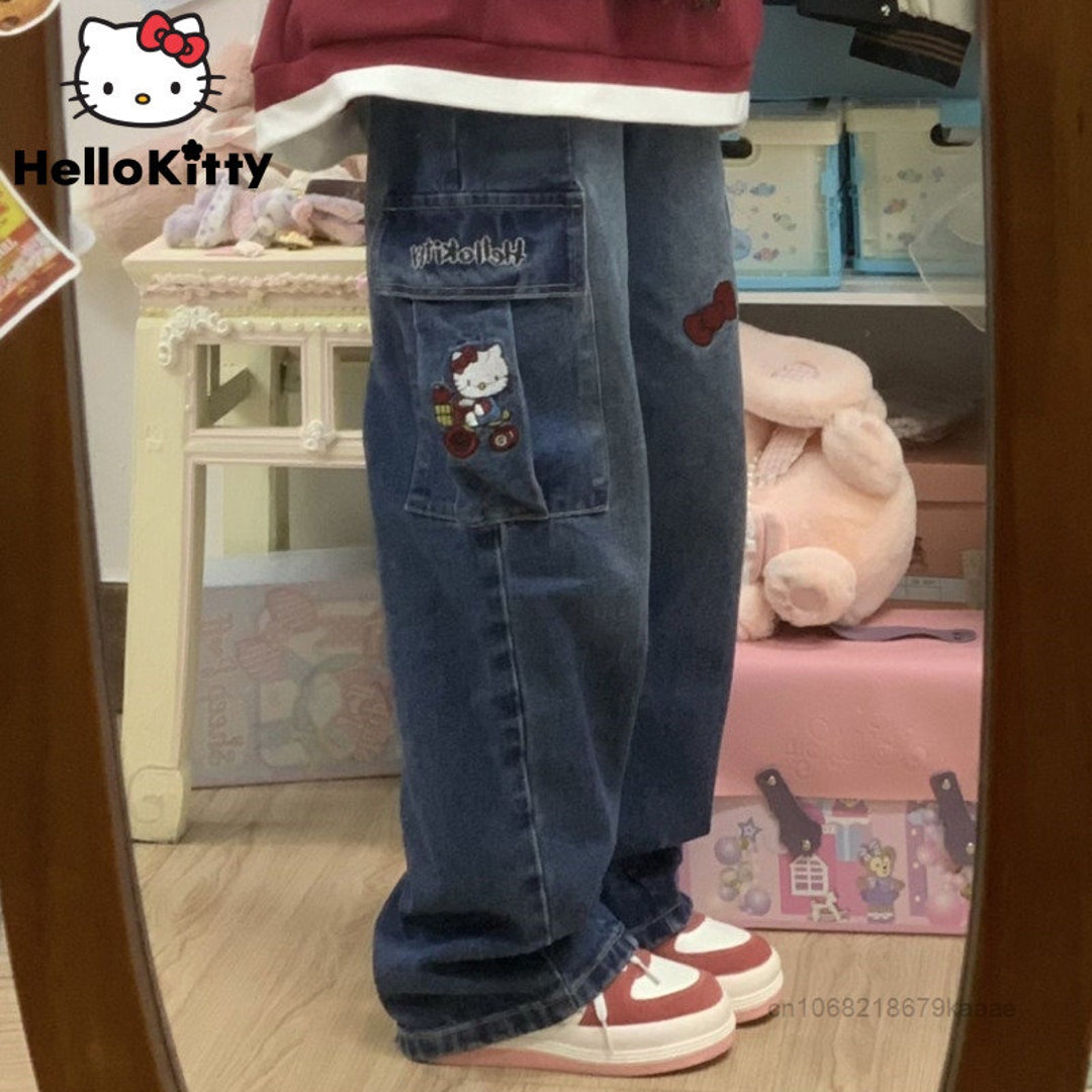 Hello Kitty Baggy Pants Cargo Jeans for Women Cute Y2K Pants Etsy