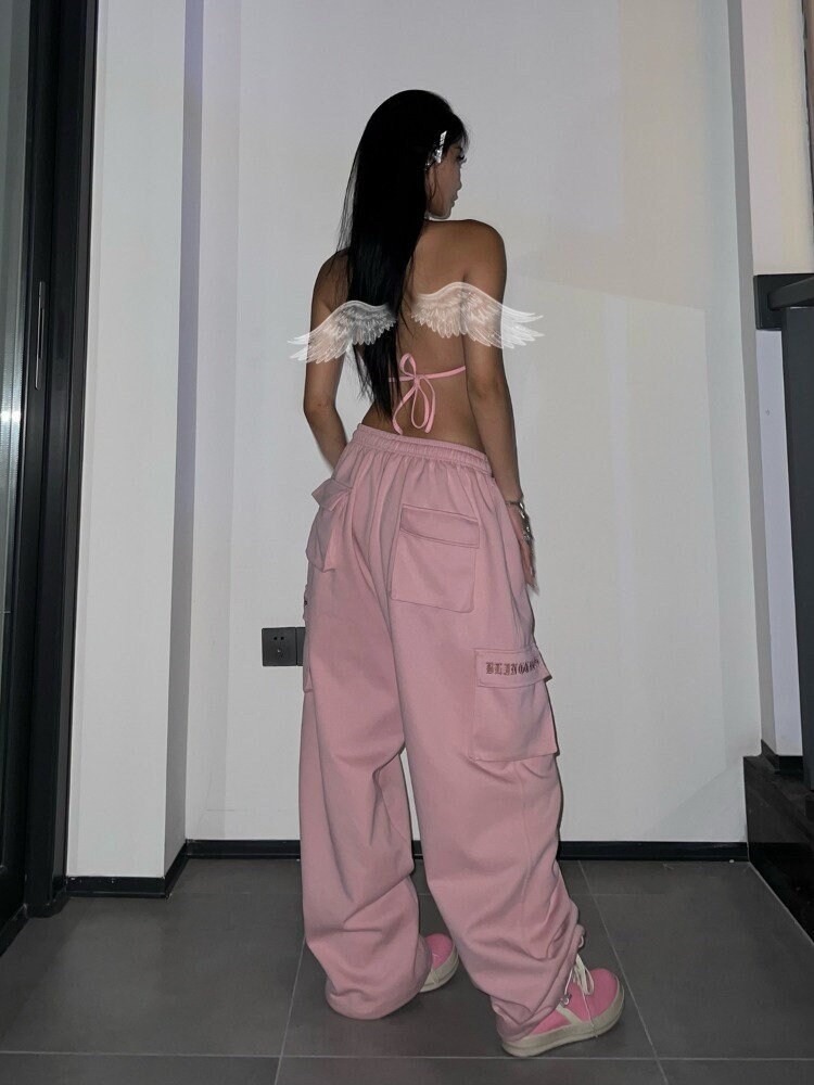 Shop Pink Satin Cargo Trouser Pants Online at Best Price