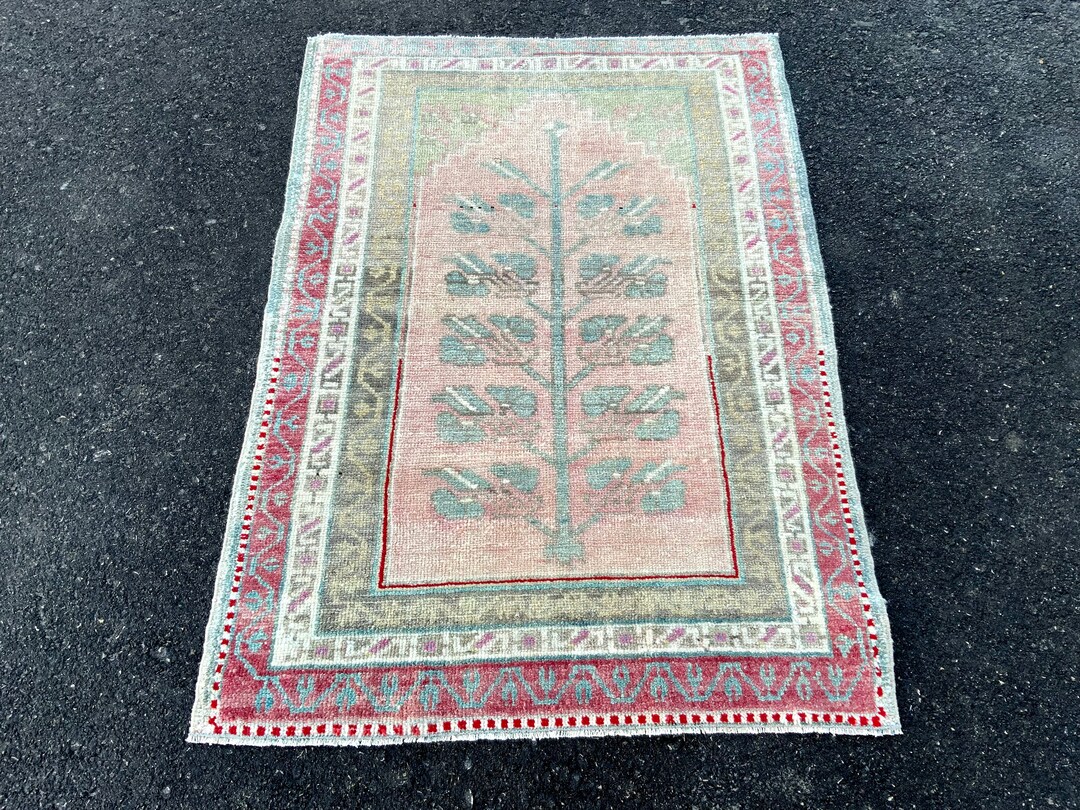 3x4 Small Area Rug Pink Vintage Rug Natural Rug Turkish Rug Etsy