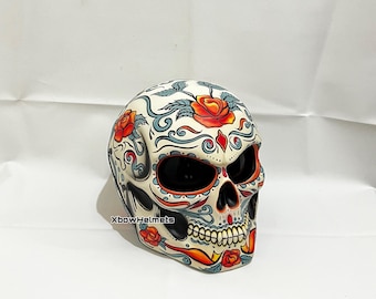 New Arrival Custom Sugar Skull Motorcycle Helmet Flower