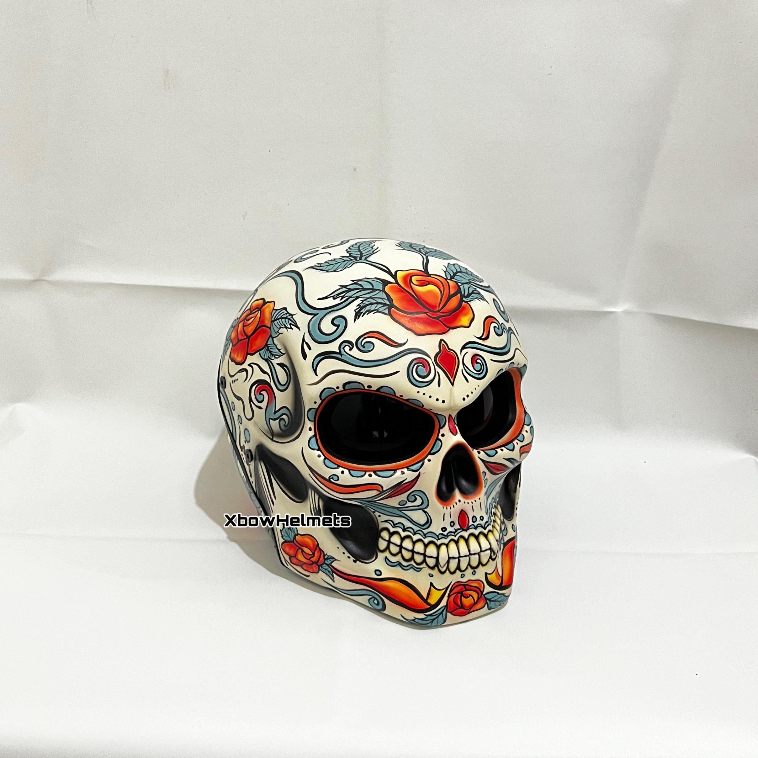 New Arrival Custom Sugar Skull Motorcycle Helmet Flower