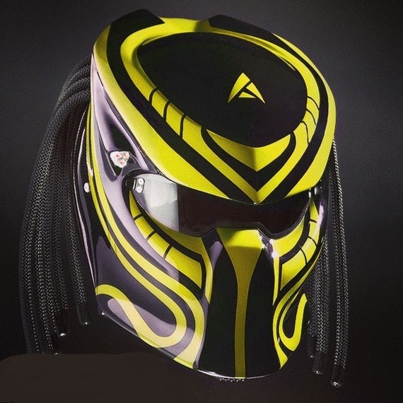 HOT !!! Predator Motorcycle Helmet Yellow Line (dot & Ece Approved