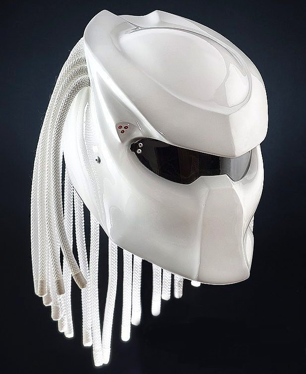 Predator Motorcycle Helmet Custom Full White Gloss (Dot & Ece Approved)