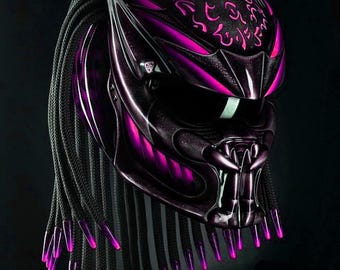Custom Predator Motorradhelm Hat-Painted Fire Pink (Dot & Ece Approved)