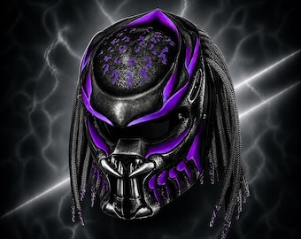 Custom Predator Motorradhelm gemalt Purple Water (Dot & Ece Approved)