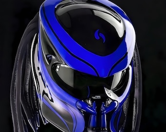 Neuer Custom Predator Motorradhelm Blue Classic (Dot & Ece Genehmigt)