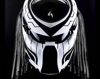 Custom Predator Motorcycle Helmet Had-painted White Line (dot