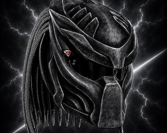 New Predator Motorcycle Helmet Black Mamba Matte Style (Dot & Ece Approved)