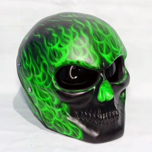【激レア】 Custom SKULL BEE New Custom Skull Motorcycle Helmet Motive Green Fire (dot