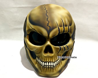 Nuevo casco de motocicleta personalizado con calavera y diseño de grietas (aprobado por DOT y ECE)