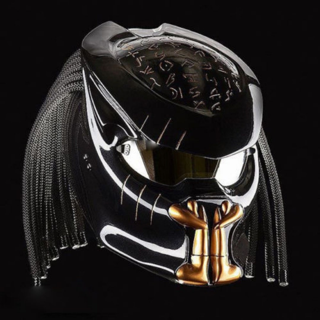 Custom Predator Motorcycle Helmet Golden Fangs Style dot & - Etsy