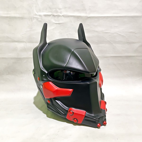 Custom Arkham Motorcycle Helmet Black And Red Style (Dot & Ece Approved)