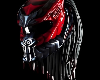 Neuer Custom Predator Motorradhelm Red Water (Dot & Ece Genehmigt)