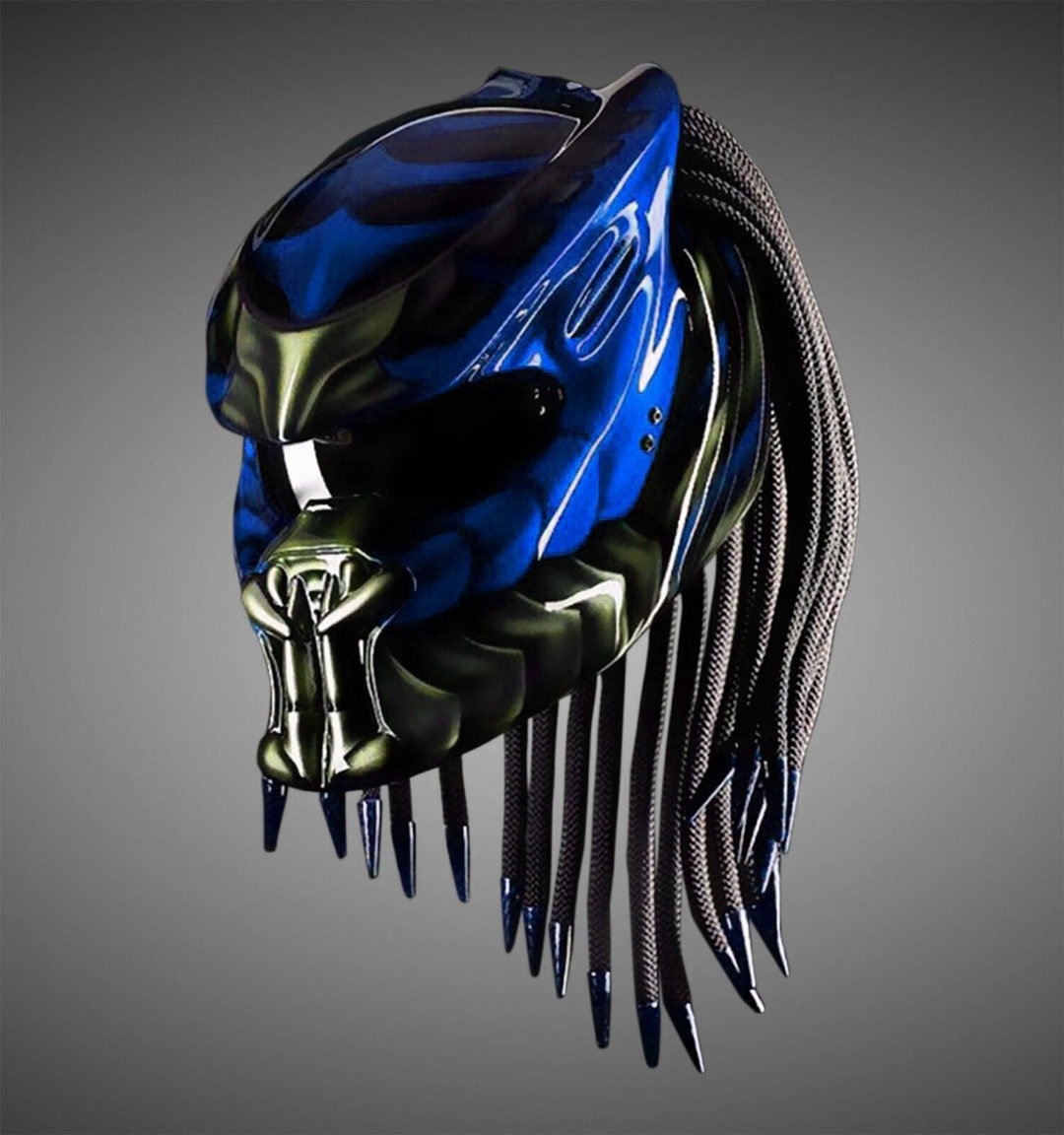 New Custom Predator Motorcycle Helmet Blue Water (dot & Ece Approved ...