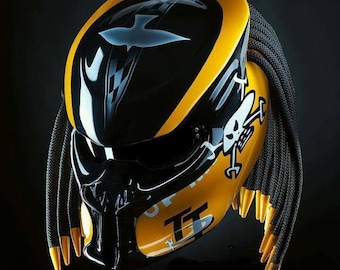 New Custom Predator Motorcycle Helmet Yellow Bird (Dot & Ece Approved)