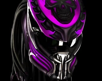 Custom Predator Motorradhelm Hat-Painted Pink Skull (Dot & Ece Approved)
