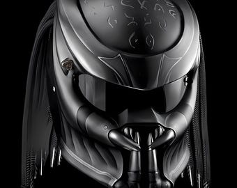 Custom Predator Motorcycle Helmet Had-Painted Black Mamba (Dot & Ece Approved)