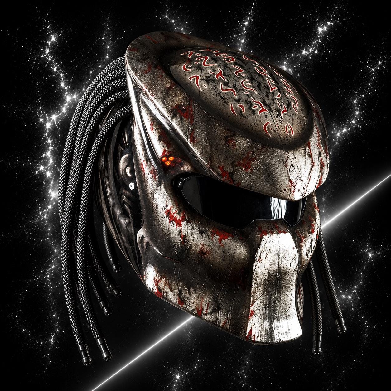 Handmade Predator Motorcycle Helmet, Blood Style, DOT & ECE